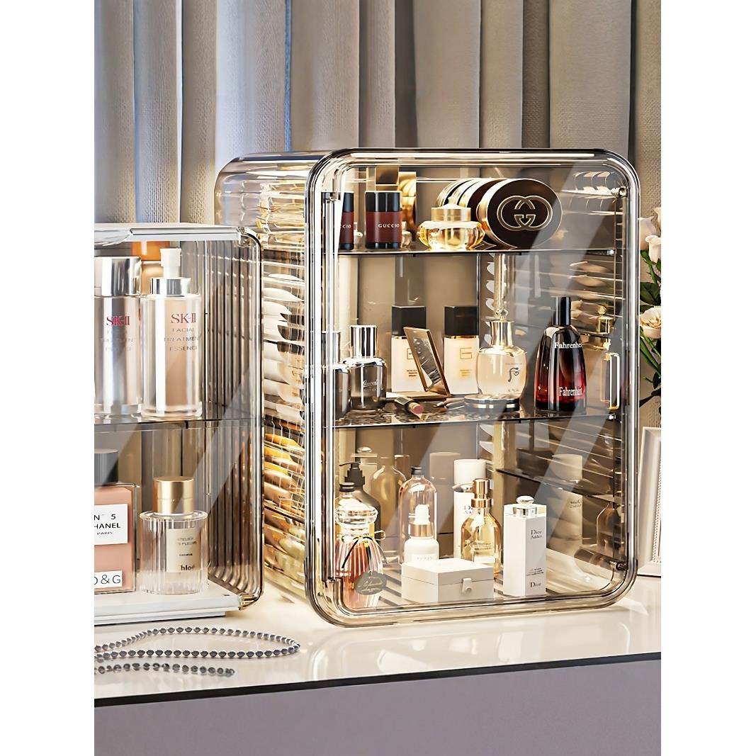 日本PNHAEH化妆品收纳盒轻奢防尘箱化妆台香水护肤品大容量置物架