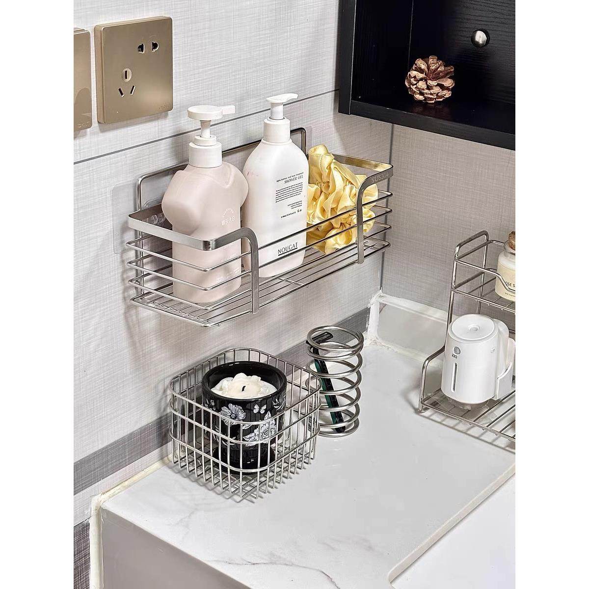 304不锈钢浴室墙储物架免钉浴室洗漱用品墙挂排水管储物架,家庭/个人清洁工具,浴室角架/置物架,淘宝优惠券,粉丝福利购,淘宝优惠卷