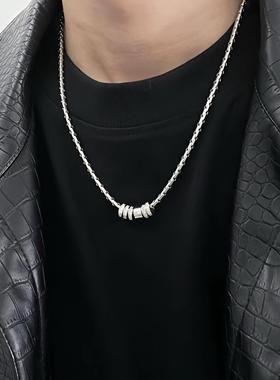 钛钢项链中性冷淡风闪锆圆环合金吊坠男女同款项链轻奢潮牌设计