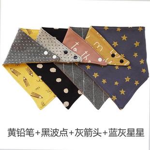 日本ins棉质宝宝三角巾婴儿口水巾大号尺寸围嘴双面0 5岁口水兜