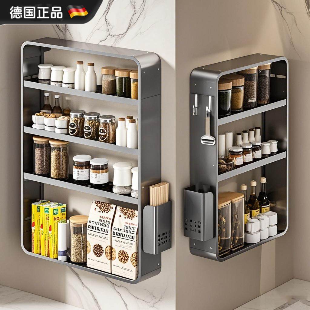 德国进口厨房调料架壁挂可调节免打孔墙上多功能收纳调味品置物架,厨房/烹饪用具,厨房墙壁置物架/厨房墙壁挂架,淘宝优惠券,粉丝福利购,淘宝优惠卷