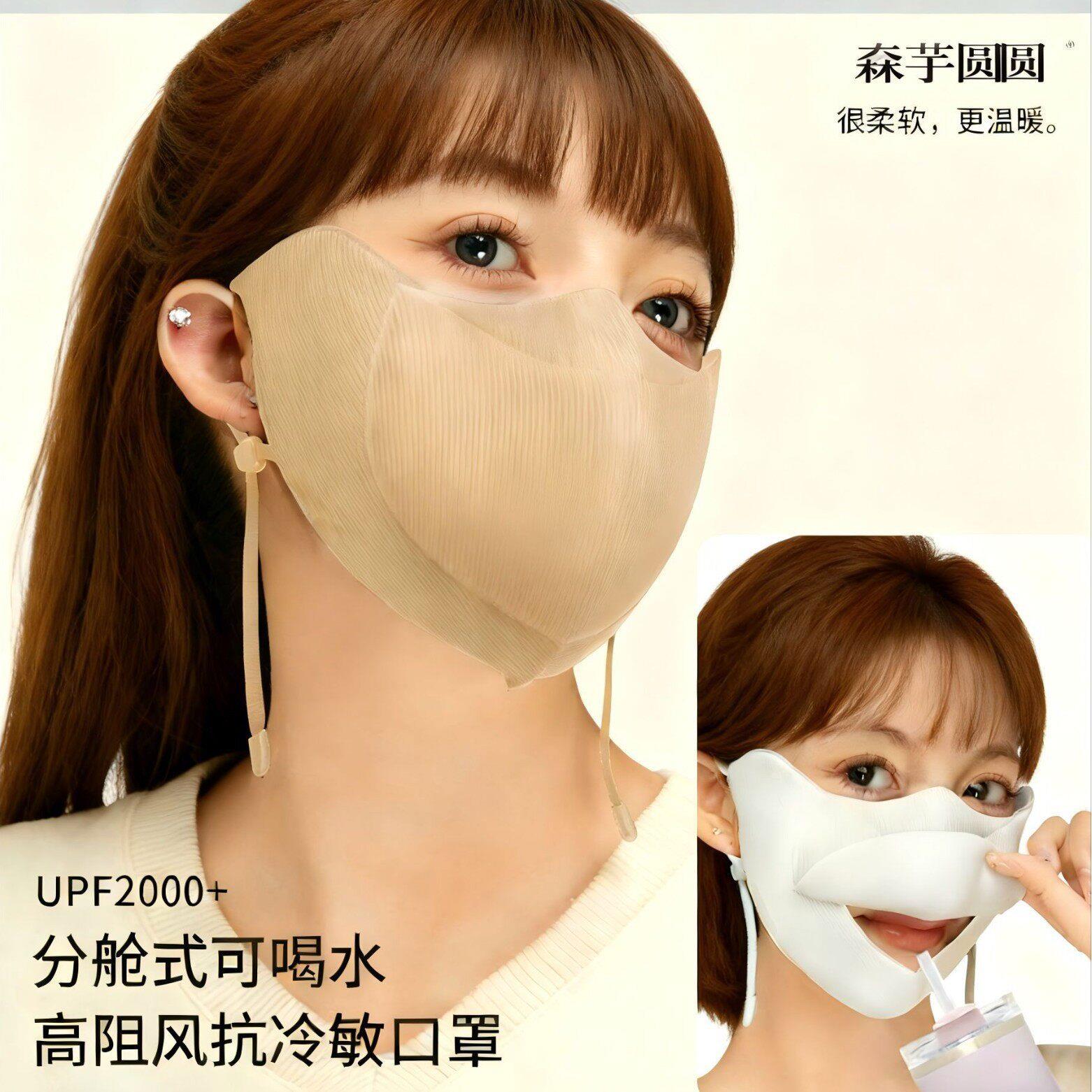 日本秋冬防风保暖口罩可水洗女高颜值防寒面罩半脸可喝水防晒保暖