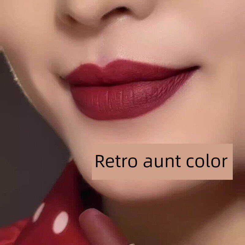 覆古阿姨色女性口红，不褪色，不粘杯，持久保湿，哑光，纯黄皮肤