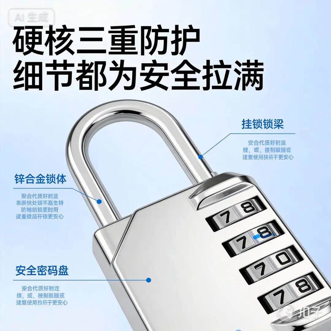 开好物宿舍柜学锁大学生密001码挂锁抽屉宿舍用住校自生行车车专