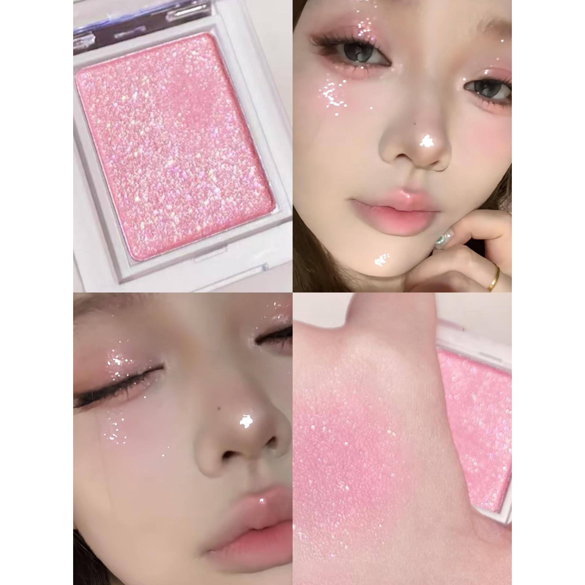 这块真是人间蜜桃精眼影!低饱和珠光细闪日常初学者眼影万能腮红