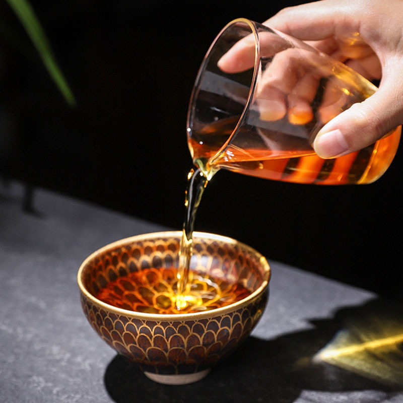 佛莲手工24K金建盏茶杯