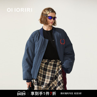 OIIORIRI 印花空军收口袖夹克立领短款羽绒服外套女2025新款