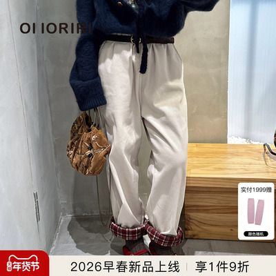 OIIORIRI加绒卷边水洗牛仔裤