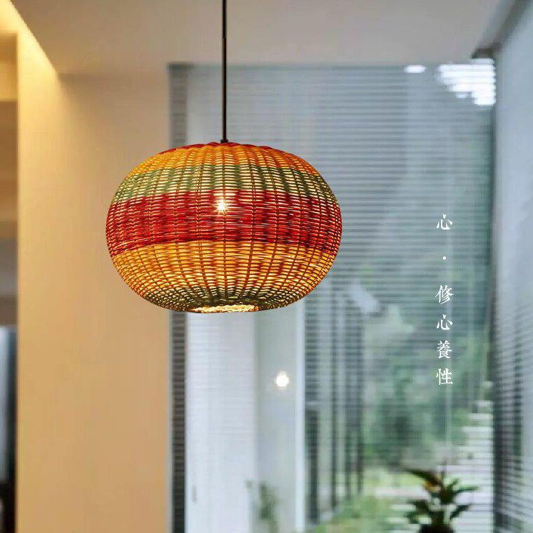 日式吊灯东南亚客厅餐厅书房茶室火锅店禅意过道走廊藤艺藤编吊灯