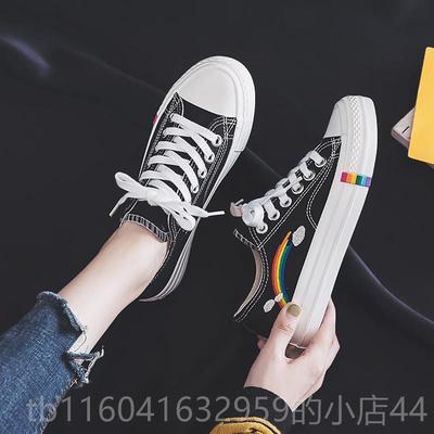 新款34帆布女鞋高帮初中学生女码鞋秋款大童板鞋冬季加绒小孩学生