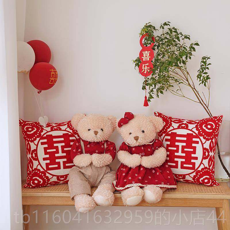 新款薇妮品新款高档压床娃娃新一对结房婚抱枕婚庆婚婚公仔小熊婚