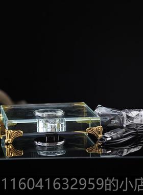 新款简约代桌面水晶有机玻璃光七彩色发底佛像现佛塔鱼缸座工艺品