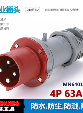 国曼MNIEKNES德标380V三相4孔3P+PE防水工业插头MN6401欧标IP44
