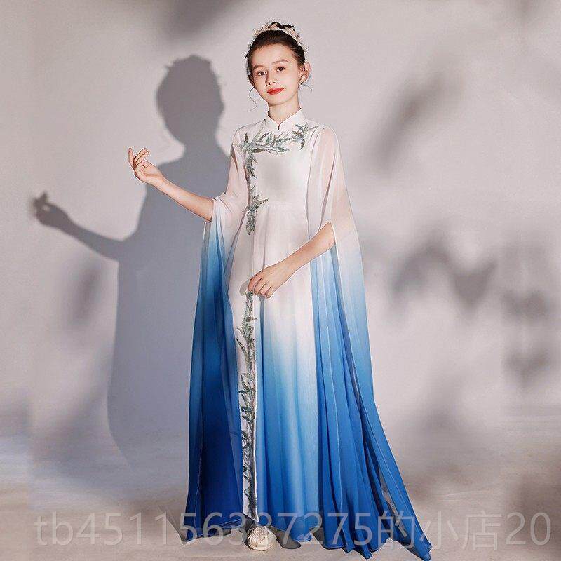 高档新款女童礼演超仙中国风弹筝古出服超仙主持模特走服秀表演服
