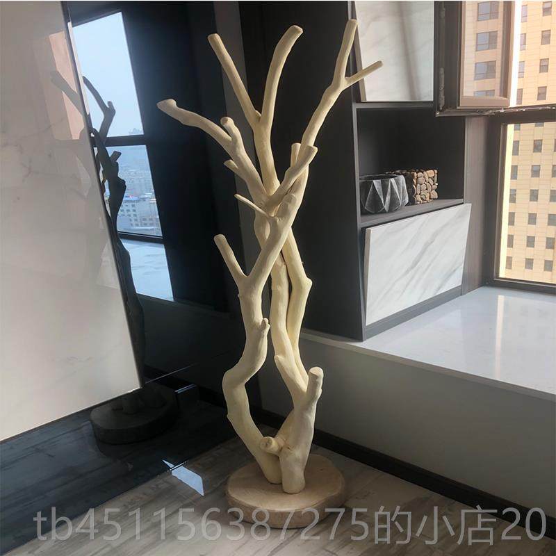 正品实木根雕衣架落地家用挂衣架卧室物架架房帽间单杆原木置简约