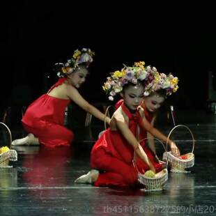 高档簪花入梦舞蹈服儿童古典舞舞演出服童花篮舞蹈道女具少儿群表