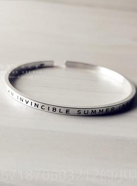 正品薄雕刻手炼925纯银薄窄版女定性手炼制手炼简单打开手炼5银20