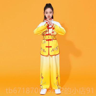 正品新款儿童六武术演服练男女演出服一比赛长袖短袖学生中国风功