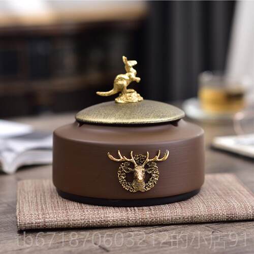 高档美式陶瓷烟灰 缸 几欧式复古带盖烟灰缸茶装品饰工艺摆设创意