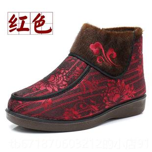 正品老北京季女绒鞋丝冬，中老年妈妈棉鞋，防用滑增厚奶奶软底