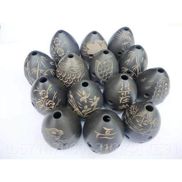 高档埙 陶埙 乐埙 器初学普黑及埙 八孔埙 陶送盒子和指法 图案请