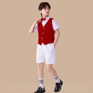 高档出儿童唱演男服小学生诗歌朗诵比赛主持礼合服女童歌唱祖国中