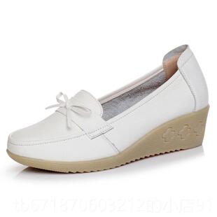 正品四季医院小号牛皮楔形鞋护士鞋鞋单女鞋工作鞋妈妈跟美容院鞋