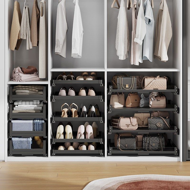 衣帽间轻奢玻璃衣柜拉篮抽屉式推拉裤架包包收纳储物篮高矮篮47深,基础建材,衣柜拉篮,淘宝优惠券,粉丝福利购,淘宝优惠卷