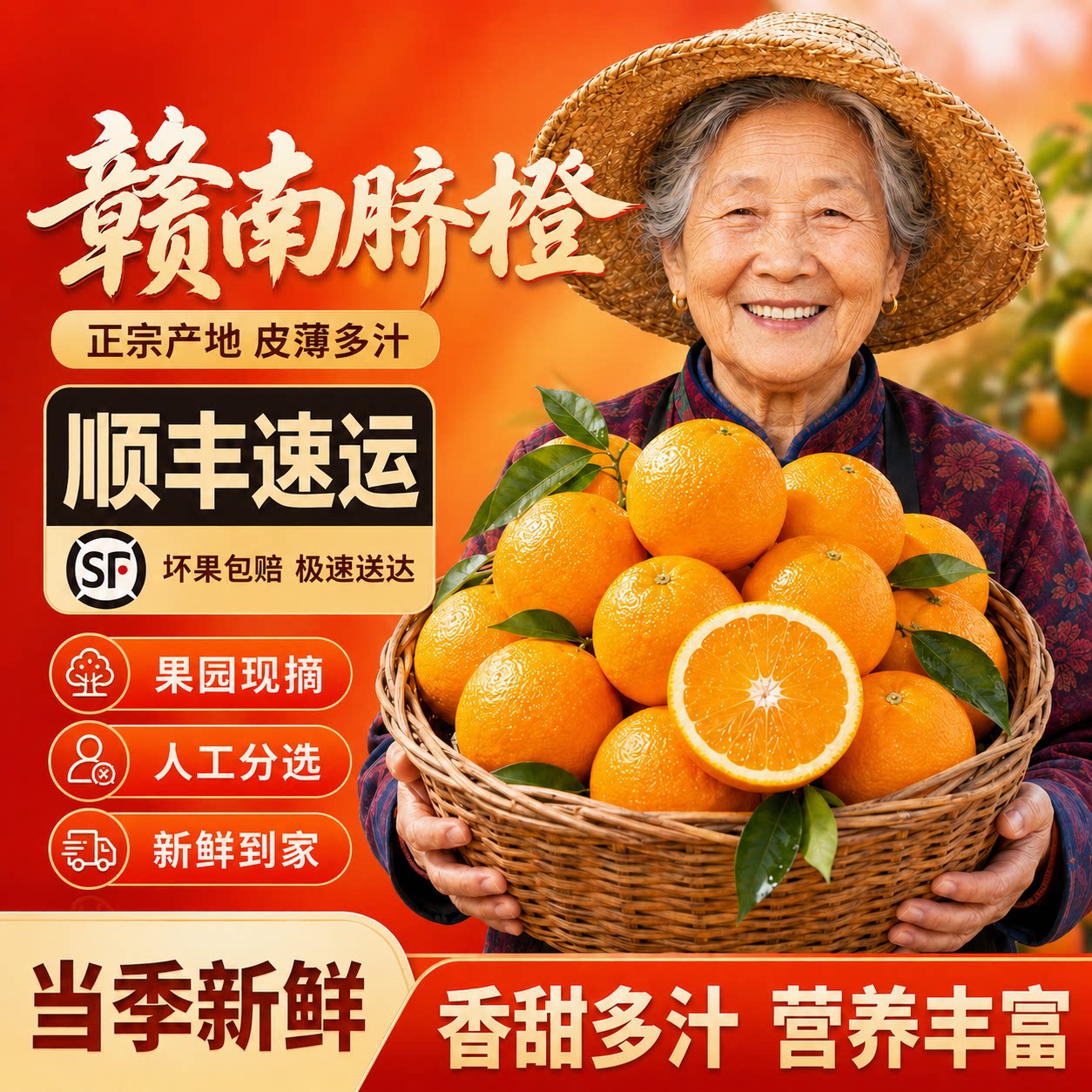 当季赣南脐橙10斤装正宗江西赣州新鲜水果橙子整箱现摘产地直发