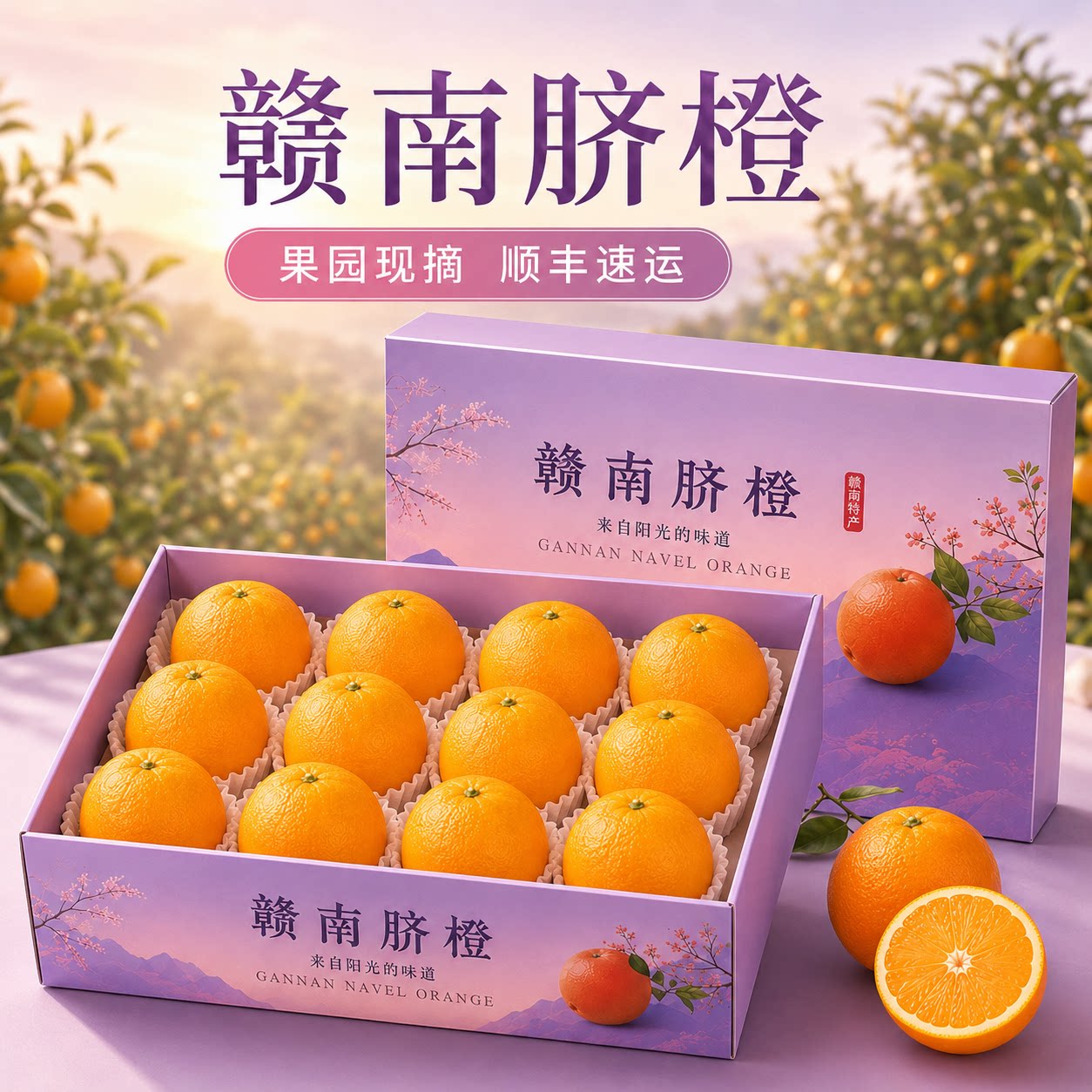 当季赣南脐橙送礼盒装12个江西赣州正宗橙子整箱现摘产地直发顺丰