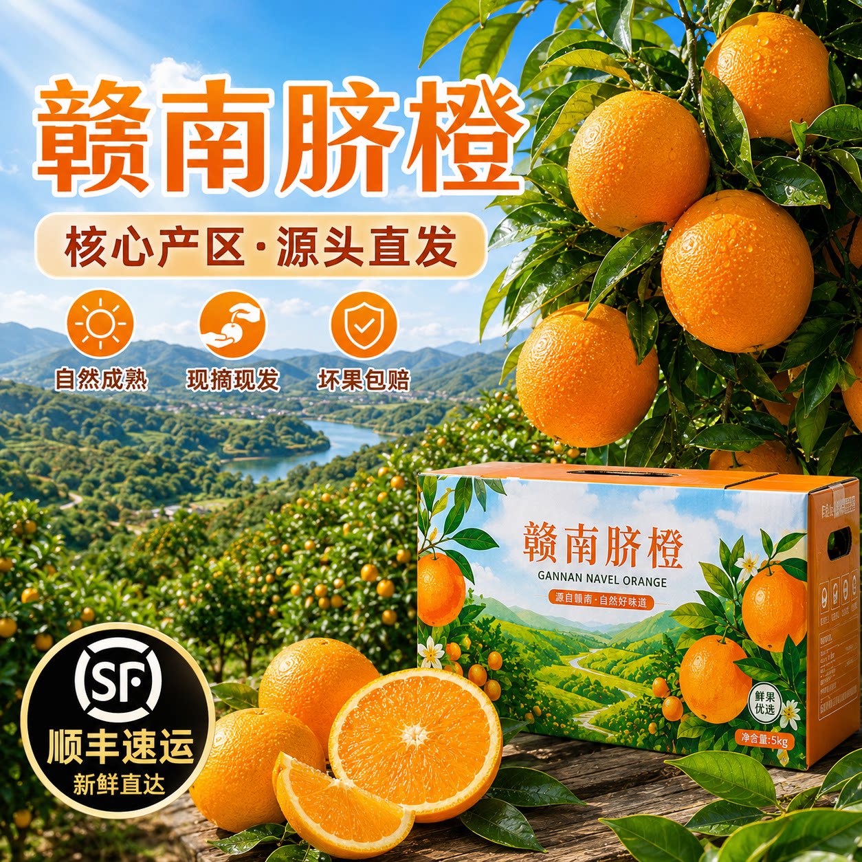 赣南脐橙10斤装正宗江西赣州当季新鲜水果橙子整箱现摘产地直发
