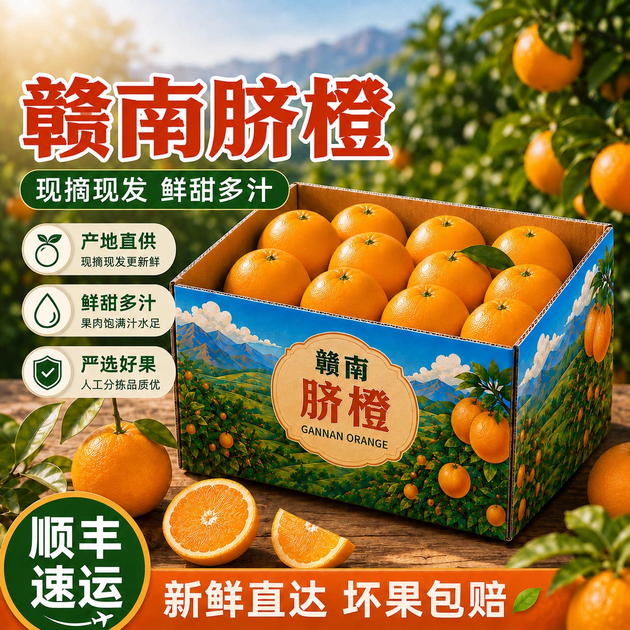 赣南脐橙10斤装江西赣州当季新鲜水果橙子整箱现摘产地直发顺丰
