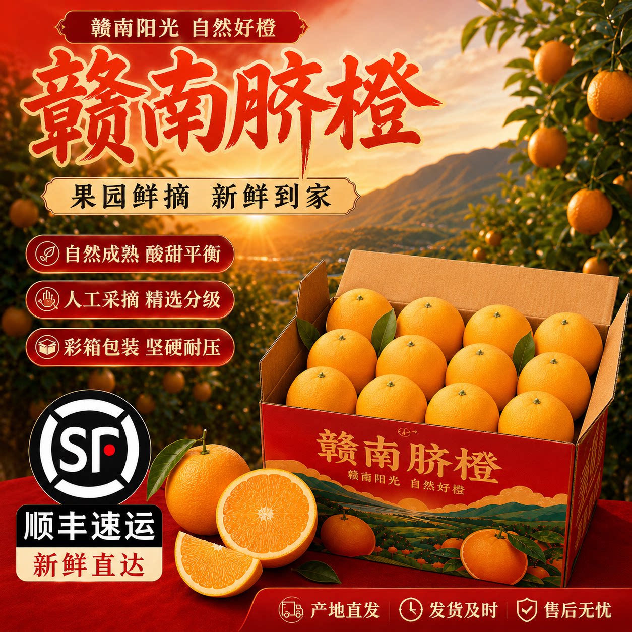 当季赣南脐橙10斤装正宗江西赣州新鲜水果橙子整箱产地直发顺丰5