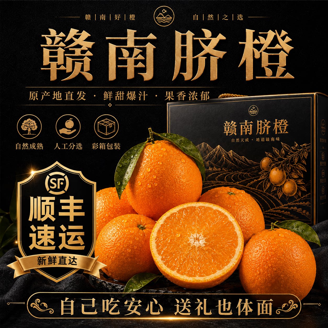 当季赣南脐橙送礼盒装12个江西赣州正宗橙子整箱现摘产地直发顺丰