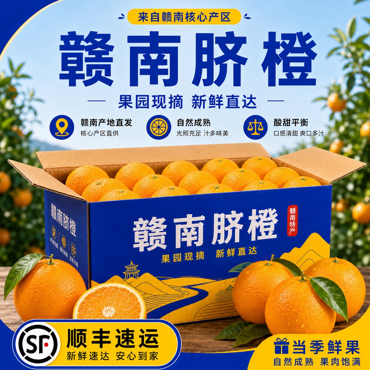 当季赣南脐橙10斤装正宗江西赣州新鲜水果橙子整箱现摘产地直发5