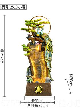 正品办公室落地鱼别池意孔雀墅茶楼假创流山喷泉水鱼缸摆件家居装