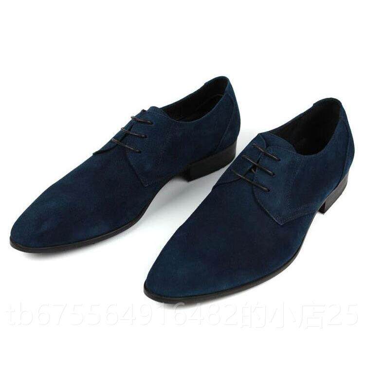 正品春季英砂磨皮男鞋一伦脚蹬松紧口商鞋务休闲 鞋反绒尖头皮真