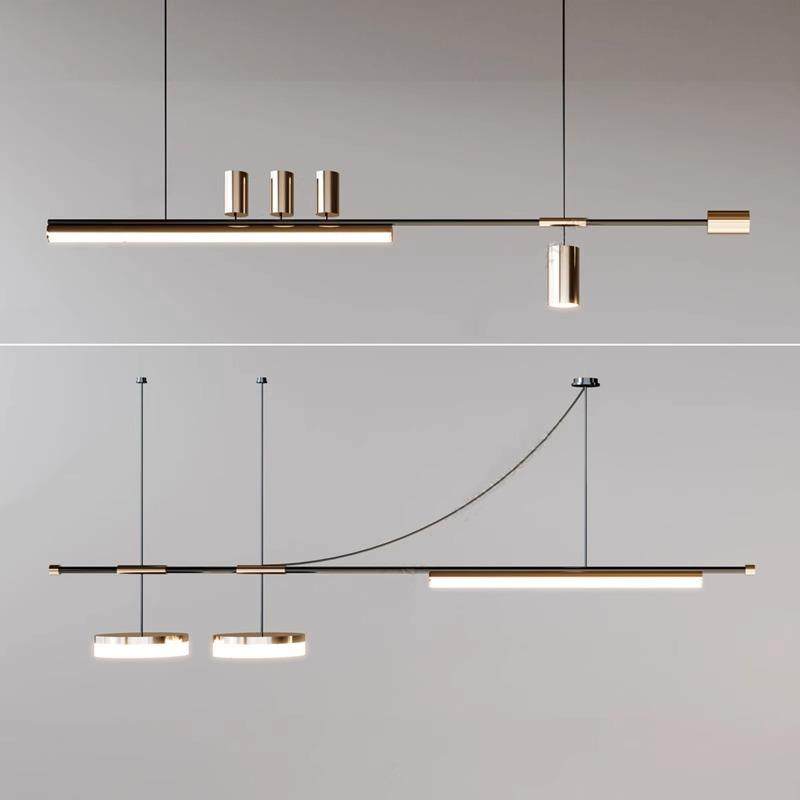 新款北欧线条长条餐厅吊灯现代简约吧台前台岛台设计师样板间灯具