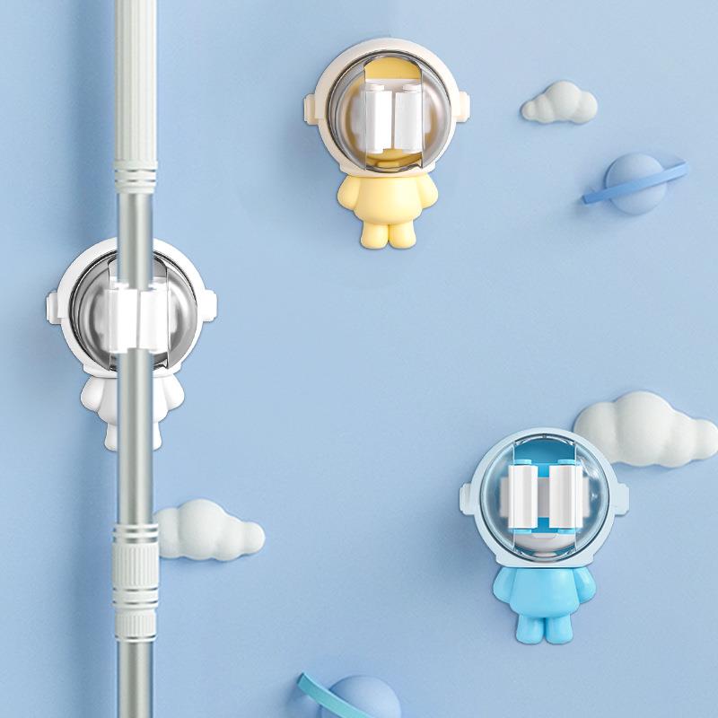 拖把挂钩壁挂夹固定卡扣免打孔卫生间扫把拖布夹强力贴墙面收纳架