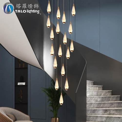 楼梯吊灯长吊灯现代别墅挑空客厅吊灯复式楼loft公寓旋转楼梯吊灯