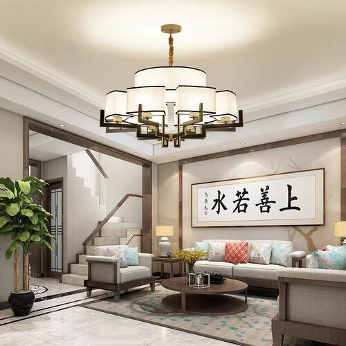 新中式吊灯简约大气客厅灯具酒店包厢餐厅别墅复式楼双层大厅吊灯