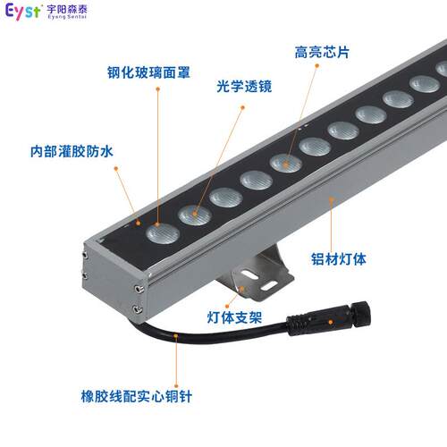 户外LED洗墙灯外墙背景照明防水灯建筑投光灯别墅照射线性线条灯