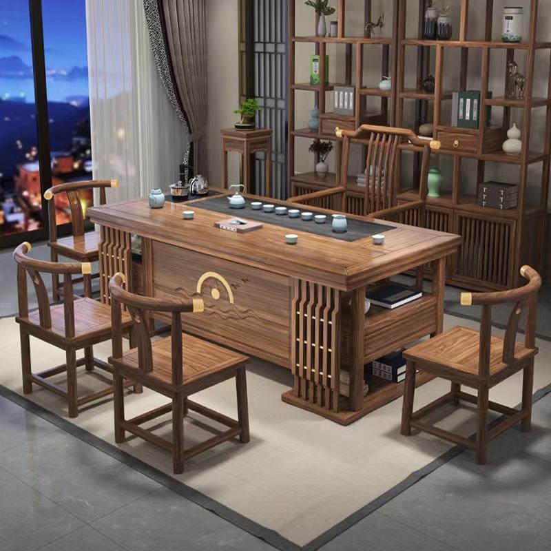 新中式实木桌组合茶具餐桌阳台全套泡茶茶几烧水一体办公功夫茶