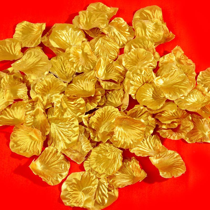 婚庆用品 婚礼场景婚房布置装饰 玫瑰假花瓣金色仿真玫瑰花瓣
