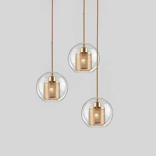 餐厅吊灯圆球形现代简约玻璃吧台酒店过道灯咖啡店商铺奶茶店灯具