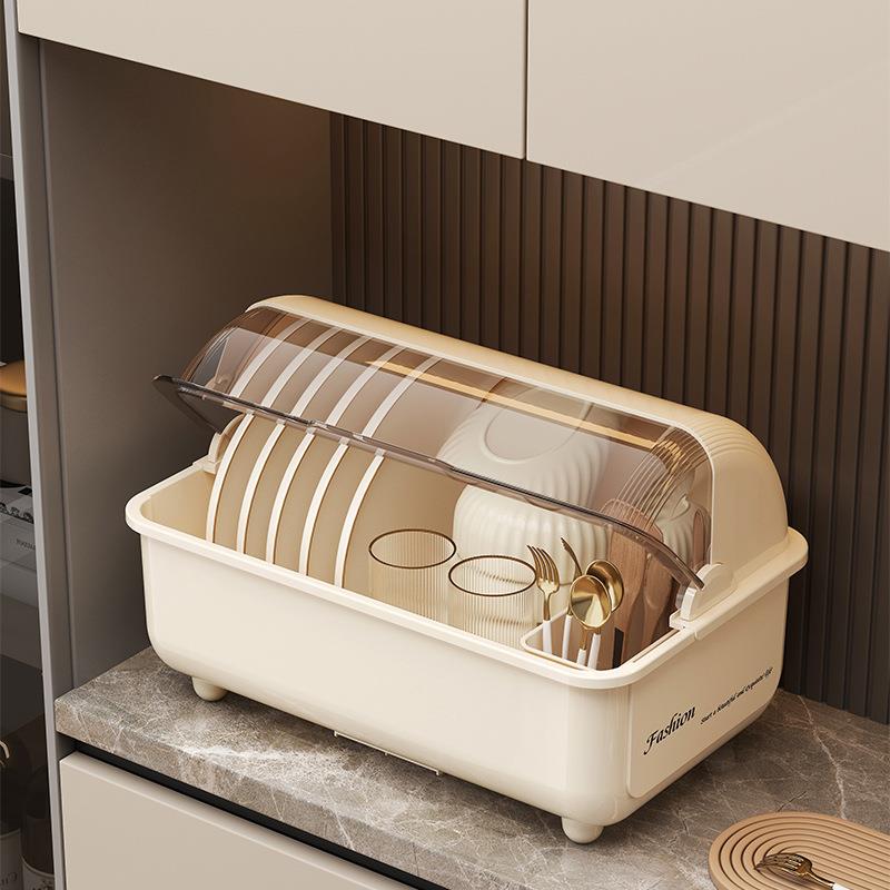 厨房大容量沥水碗架 台面带盖碗盘筷子收纳碗柜茶桌杯子收纳整理