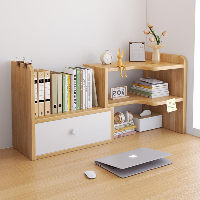 书架办公室桌面收纳置物架多层可伸缩架子学生桌上收纳盒小书柜