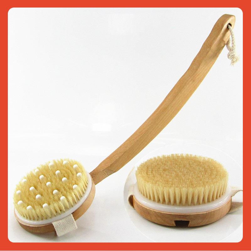 ∞弯柄可折卸猪鬃长柄搓背刷软毛身体洗澡刷去角质搓泥刷马鬃沐