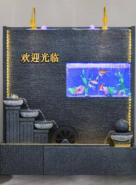 创意新居客公厅装饰水墙鱼缸流水件司落地WTU幕水景观循环水风水