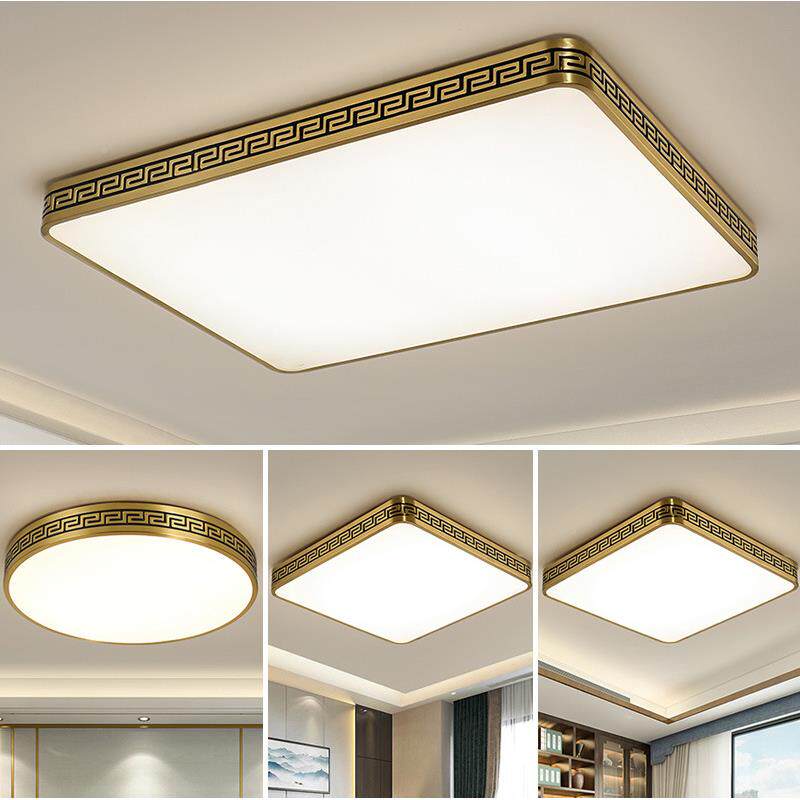 新中式全14467铜吸顶灯长形客厅灯现方代简约大气家用卧灯餐L厅E